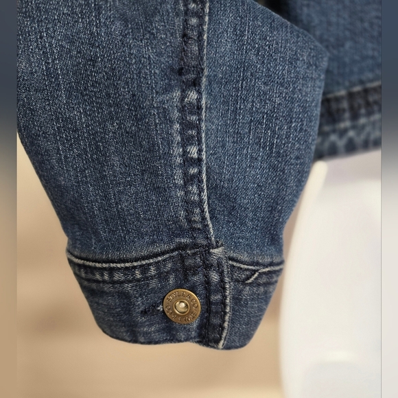 Style & Company Blue Denim Jean Jacket Adjustablw Sleeve Button Down M - Picture 6 of 8